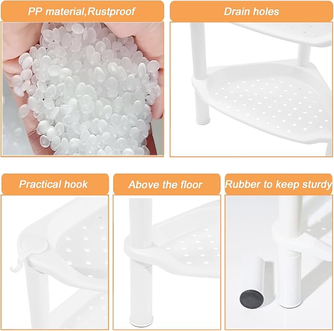 4 Tier Corner Shower Caddy, Plastic Shower Organizer - Image 6
