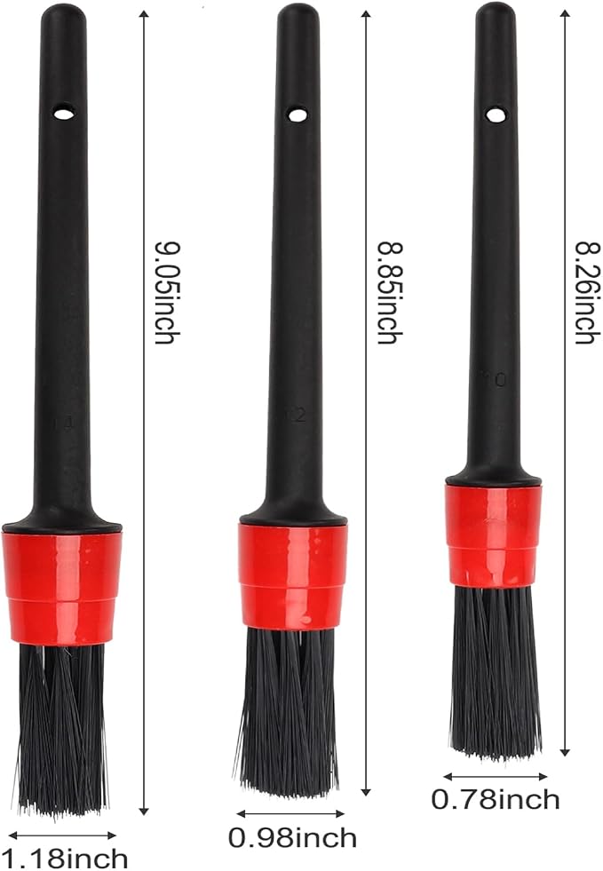 Auto Car Detailing Brush Set Car Interior Cleaning Kit Includes 3 Boar Hair - Image 3
