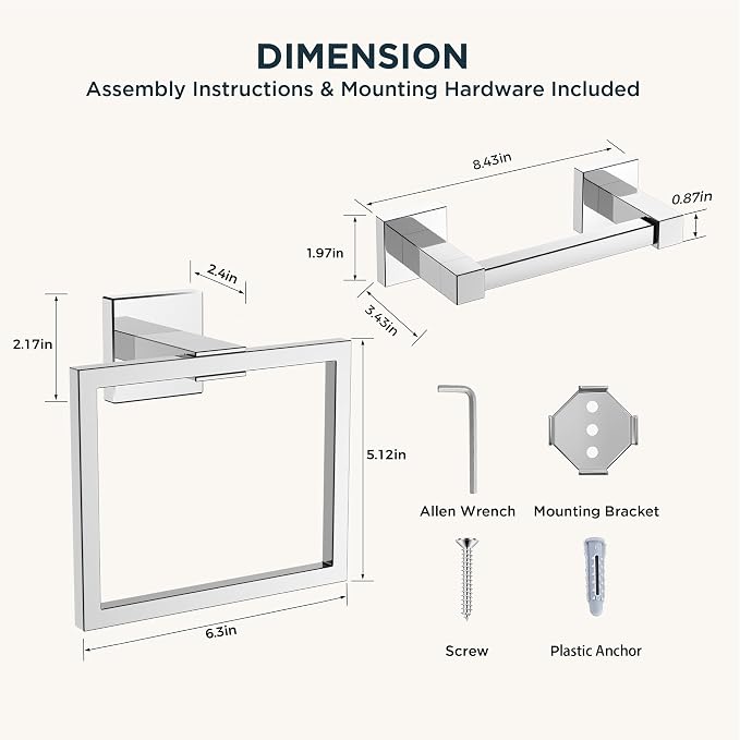 FORIOUS Toilet Paper Holder Set Wall Mount, SUS 304 Stainless Steel Pivoting - Image 7