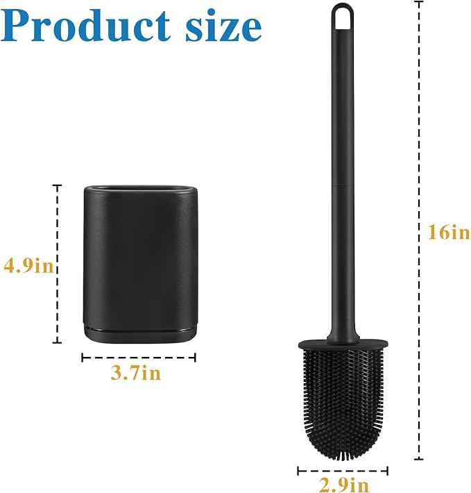 Silicone Toilet Brush and Holder Bendable Efficient Cleaning Wall Mounted - Image 6