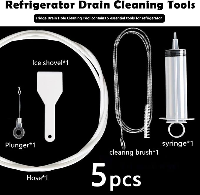 5pcs Refrigerator Drain Cleaning Tool, Reusable Fridge Dredging Kit, Remover - Image 2