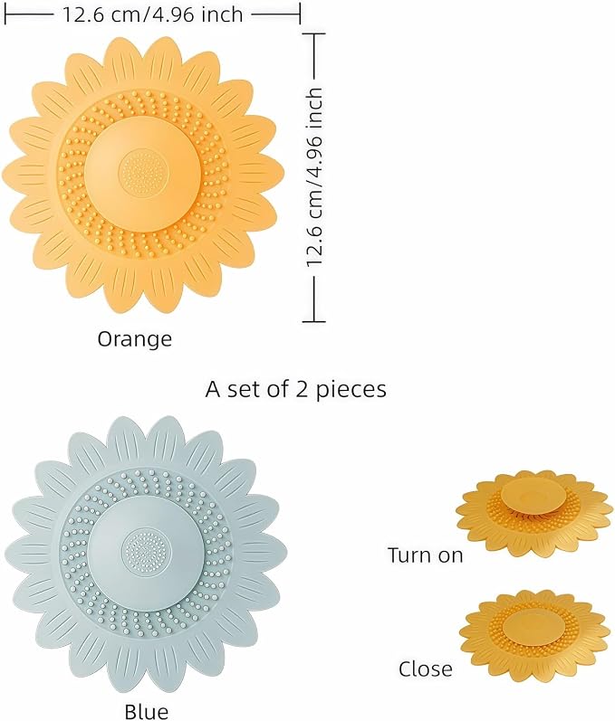 Sunflower Silicone Drain Cover, Flower Shape Bathtub Drain Cover, Non-Slip - Image 3