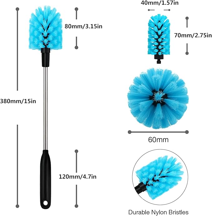 2-in-1 Stainless Steel Long Handled Water Bottle Brush, Soft Bottle Brush - Image 5
