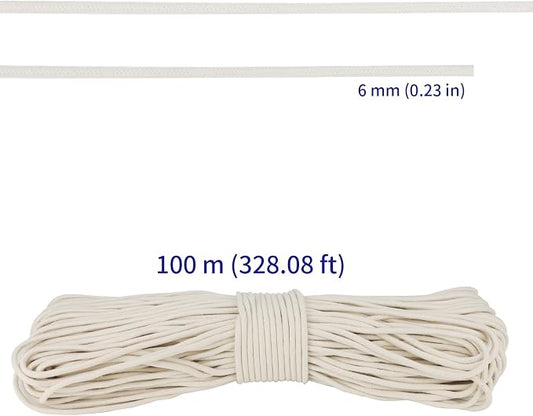 SOUJAP 328 Feet Cotton Clothesline Rope, 1/4 Inch White Cotton Clothesline Rope - Image 2