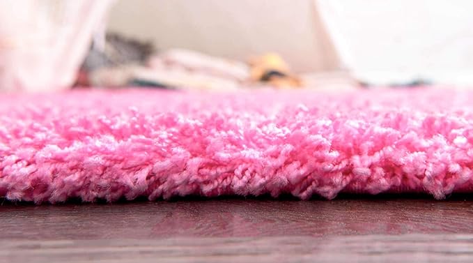Unique Loom Solid Shag Collection Area Rug (2' 6" x 16' 5" Runner, Taffy Pink)