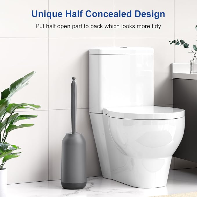 HAMITOR Toilet Bowl Brush Holder Set: Deep Cleaning Silicone Toilet Cleaner - Image 6