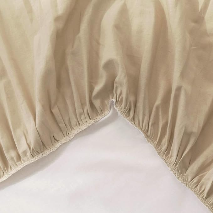 Simple&Opulence Belgian Linen Bed Skirt with Classic 14 inch Tailored Drop Dust Ruffle, Easy Fit Breathable Premium Natural Flax- Pleated Linen, Queen