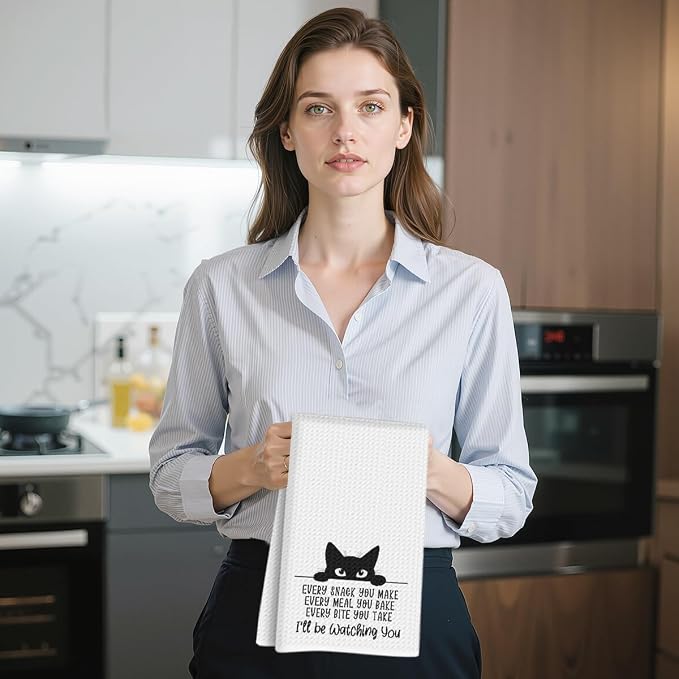 Hanamiya Na 2Pcs Funny Cat Kitchen Towels 24x14 Inch, Reusable Durable - Image 6