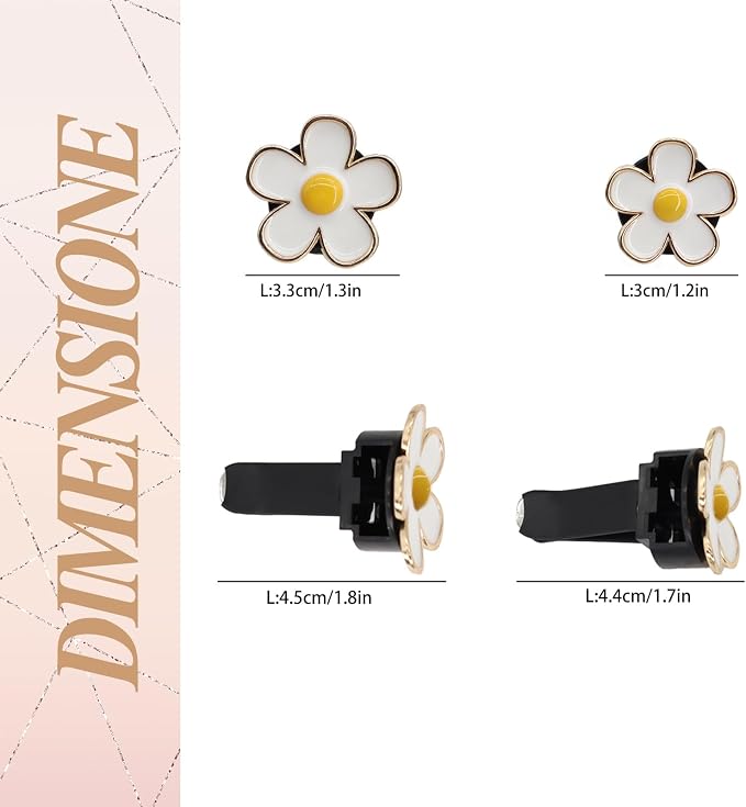 6pcs Flowers Car Decor, Cute Car Air Freshener Vent Clips, 3cm/2.7cm Refillable - Image 5