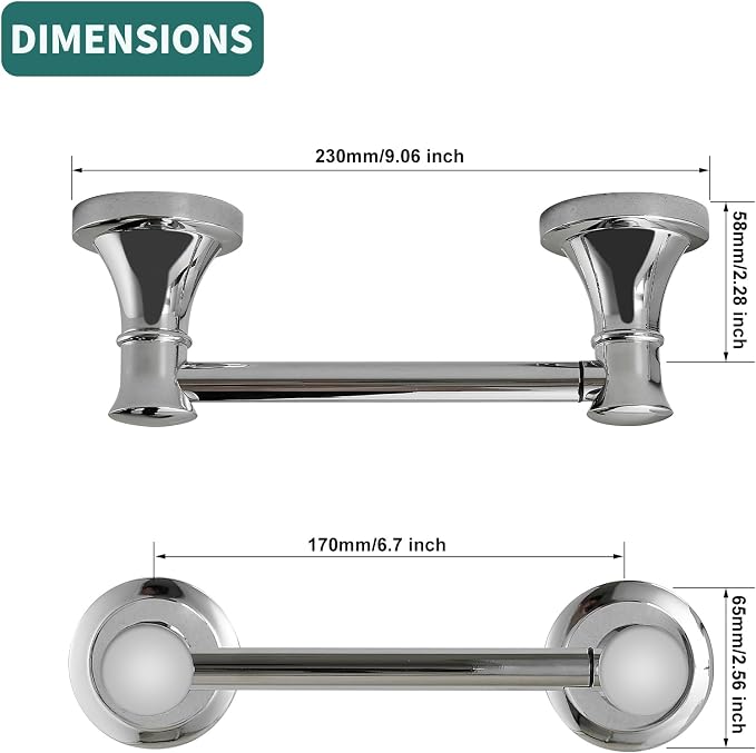 Hoimpro Wall Mounted Rustproof Chrome Toilet Tissue Paper Holder Bathroom - Image 4