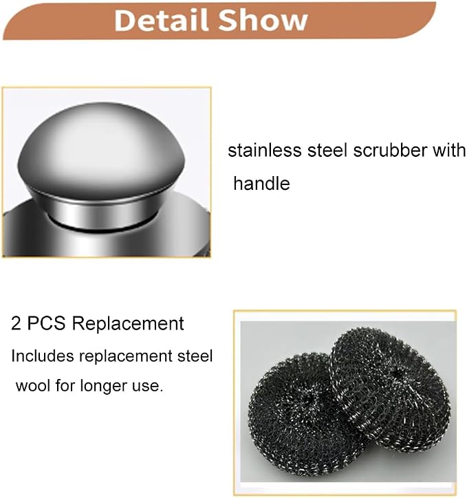 Steel Wool Scrubber, Oven Cleaner Brush, Stainless Steel Scrubber and Crevice - Image 3
