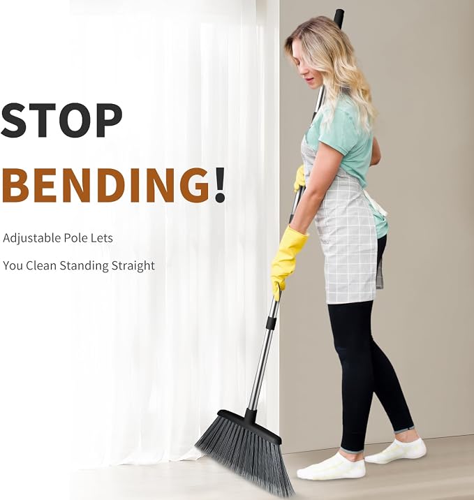 Broom, Outdoor Brooms for Sweeping Indoor, Adjustable 55" Pet Hair Removal - Image 7