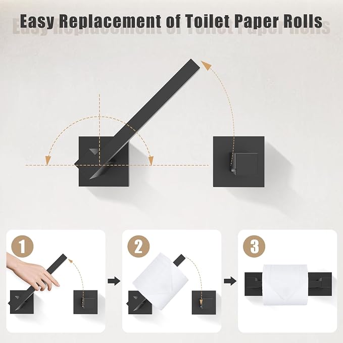 TQKAG Matte Black Bathroom Hardware Accessories Set 5 Pieces, Double Post - Image 3