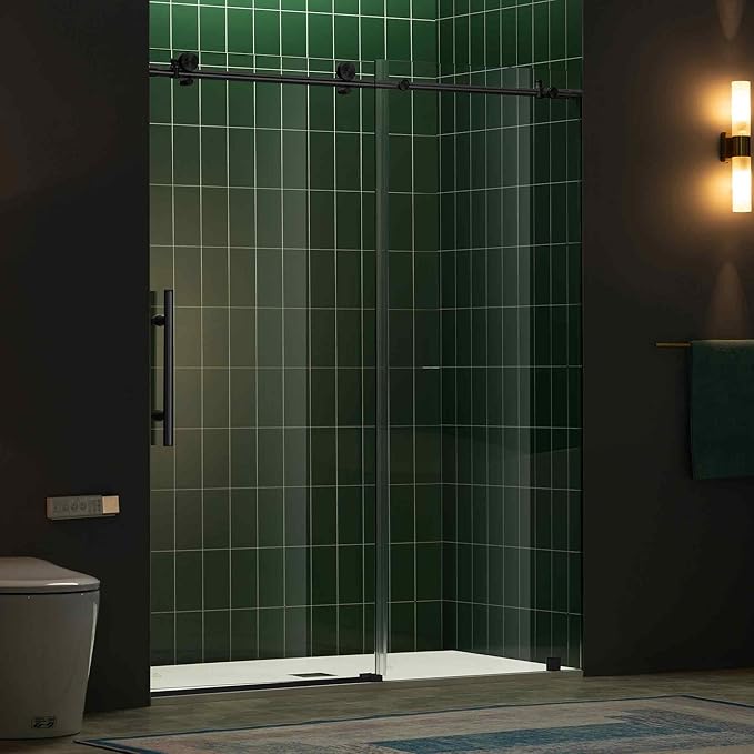 Woodbridge 56-60" W x 80" H Frameless Single Sliding Shower Door - Image 4