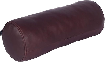 Neck Roll Pillow Cushion Cover, 18x6 Inch Full Moon Round Bolster Pillow Case, Cylinder Soft Lambskin Leather Pillowcase for Head, Spine & Neck Support During Sleep - Dark Maroon Pack of 2