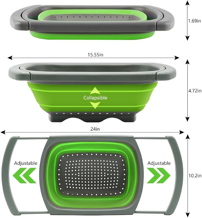 Qimh Colander collapsible, Colander Strainer Over The Sink Vegetable Fruit - Image 5