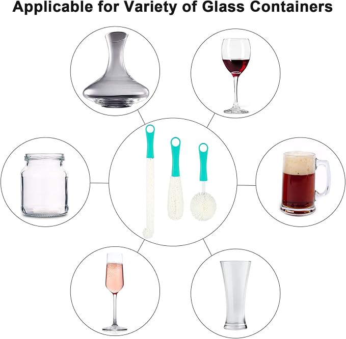Boao 3 Pcs Decanter Cleaning Brush Wine Glass Decanter Flexible Bottle Brush Set - Image 5