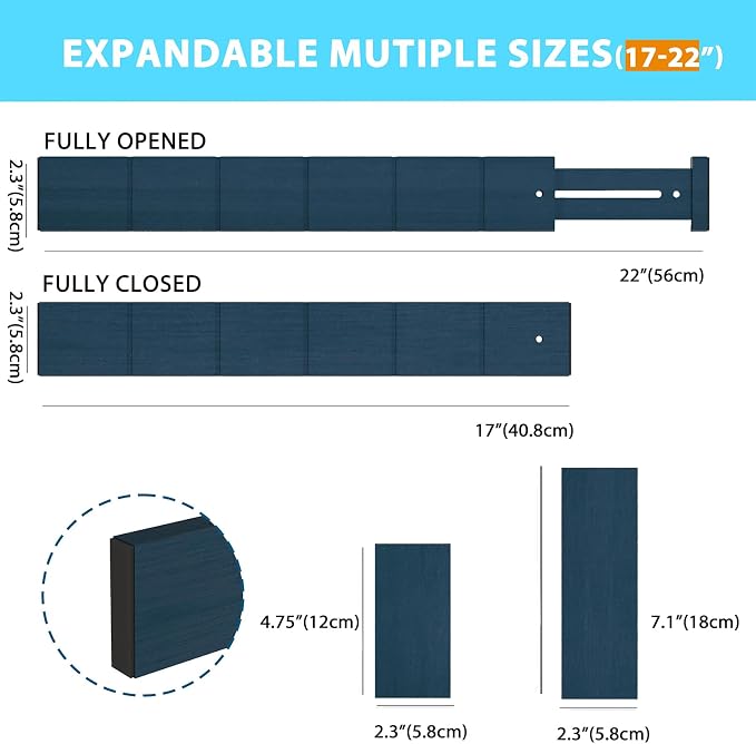 6 Pack Bamboo Drawer Dividers - Image 4
