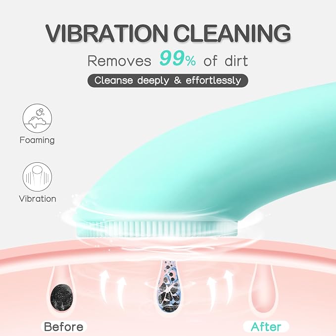 PRITECH Silicone Face Scrubber, Rechargeable Facial Cleansing Brush - Image 2