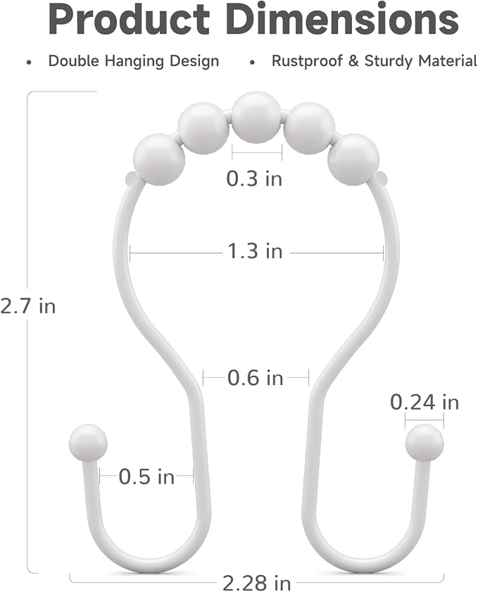 White Shower Curtain Hooks and Rings - Image 6