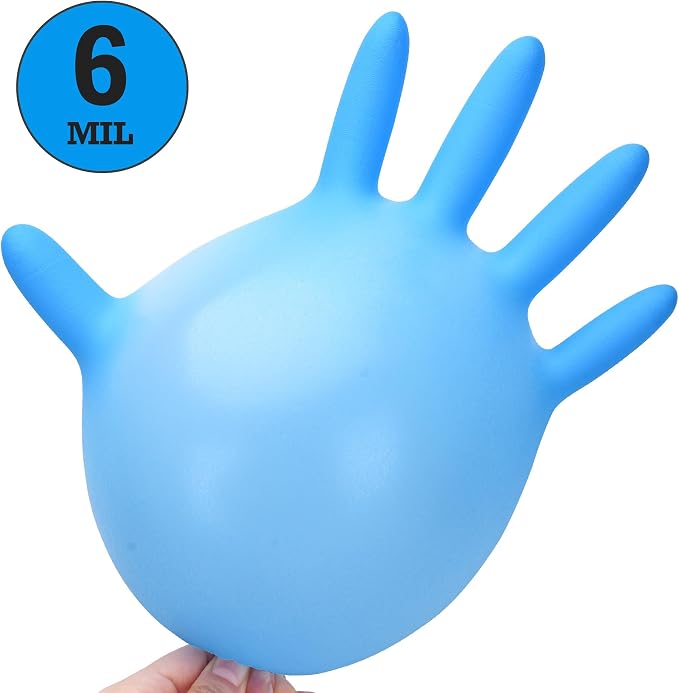 TitanFlex Heavy-Duty Blue Nitrile Gloves, Fully Textured, Mechanic Disposable - Image 3