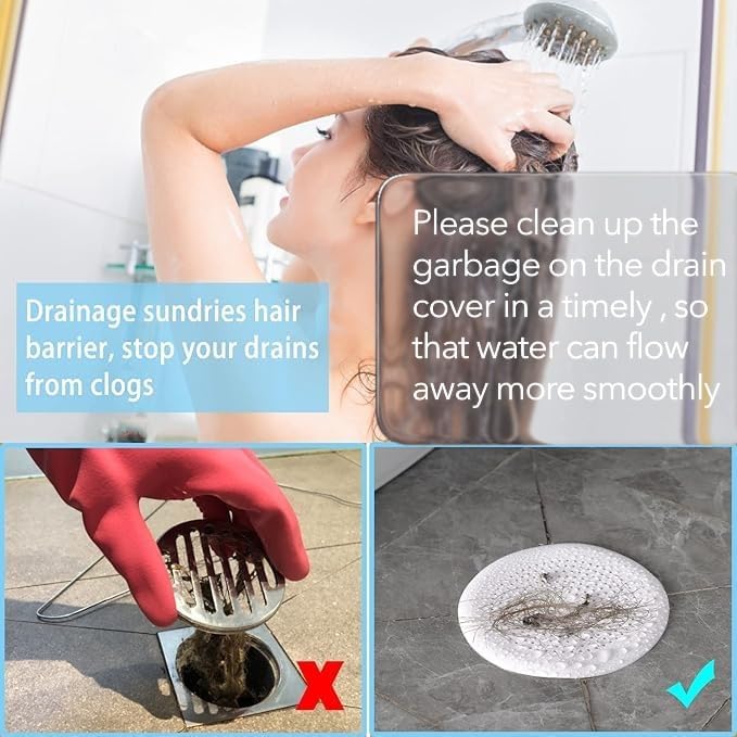 2 Pack Shower Drain Hair Catcher, Silicone Drain Cover - Image 3