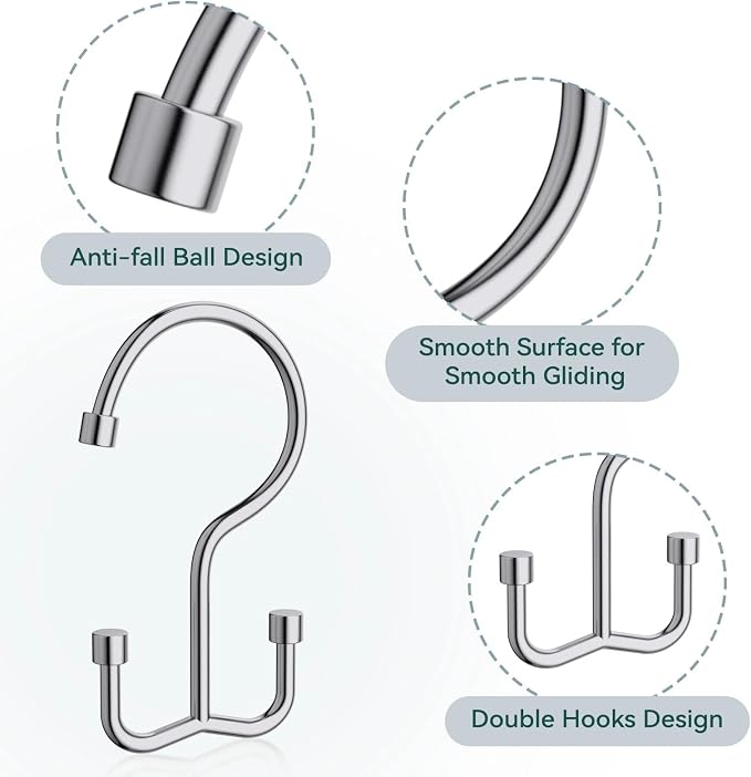Goowin Shower Curtain Hooks, Shower Curtain Rings, Durable Rust Proof Shower - Image 4