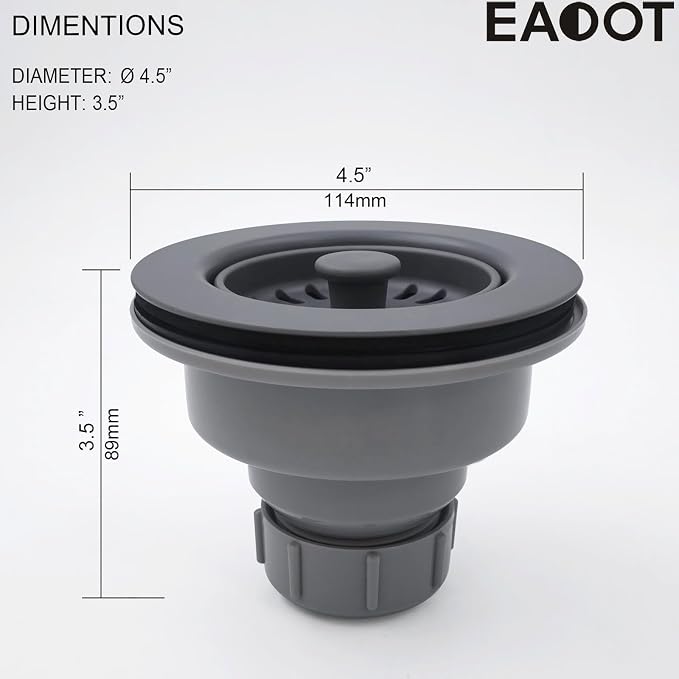 3-1/2 Inch Polymer Urban Gray Sink Drain Assembly - Image 2