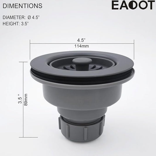 3-1/2 Inch Polymer Urban Gray Sink Drain Assembly - Image 2