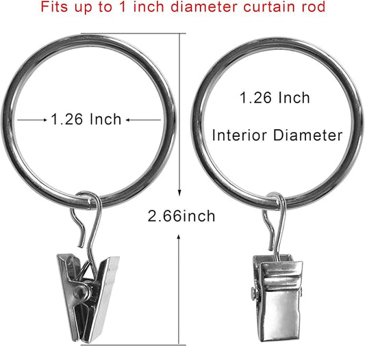 100 Pack Curtain Rings with Clips, Drapery Clips with Rings, Drapes Rings 1.26 - Image 2
