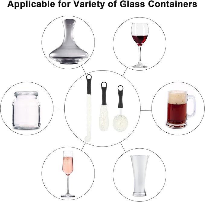 Boao 3 Pcs Decanter Cleaning Brush Wine Glass Decanter Flexible Bottle Brush Set - Image 3