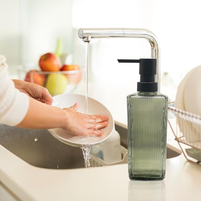 Green Glass Soap Dispenser - Image 6