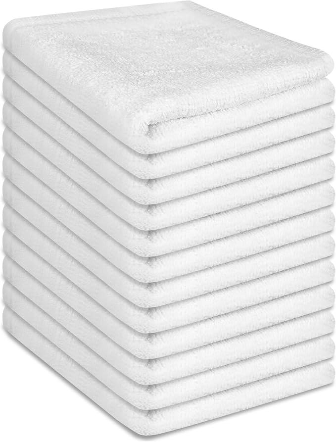 12 Pack 100% Cotton Wash Cloth, 12x12 Inch Highly Absorbent and Soft Feel by INFICRIME