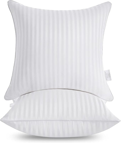 Oubonun 24 x 24 Throw Pillow Inserts, Firm and Fluffy Decorative Square Pillows for Couch Bed Sofa with Soft Cotton Cover White Cushion with Down Alternative Pack of 2