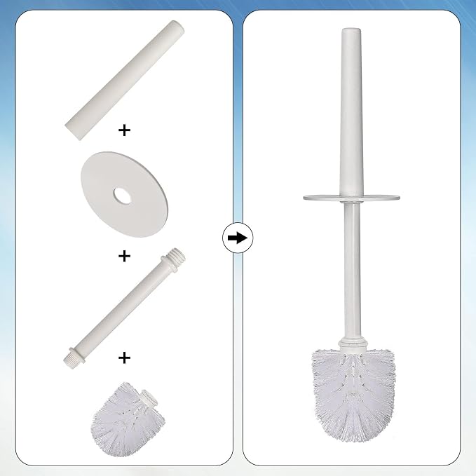 Topsky Toilet Brush, 1 Pack Compact Toilet Brush & Holder Set, Plastic Round - Image 5