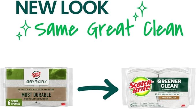 Scotch-Brite® Greener Clean™ Non-Scratch Scrub Sponge, 6 Pack, 6 Units per Case - Image 2