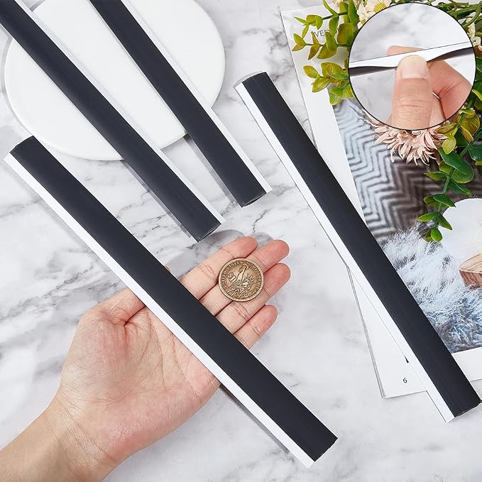CRASPIRE 4Pcs Dustpan Rubber Edge Strips Adhesive Replacement Lip Black Broom - Image 3