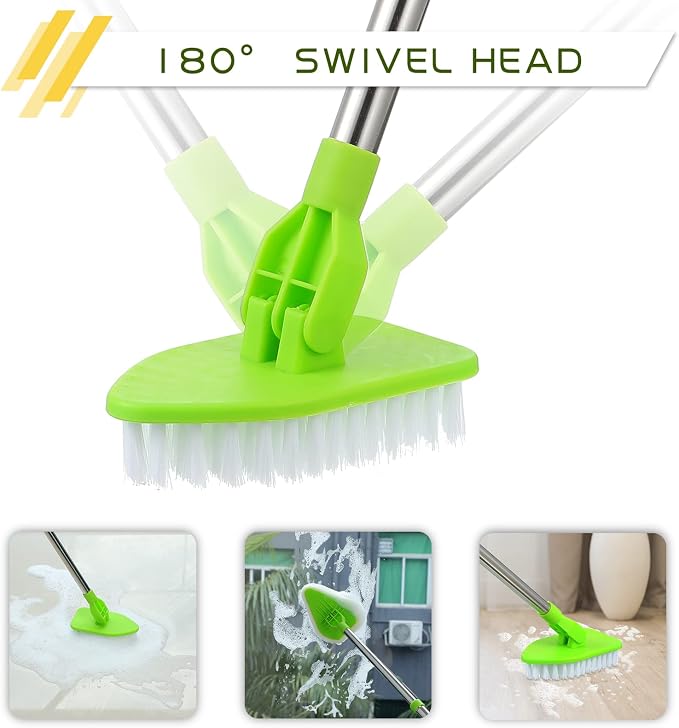 Scrub Cleaning Brush with Long Handle 2 in 1 Extendable Bathroom Floor Brushes - Image 3