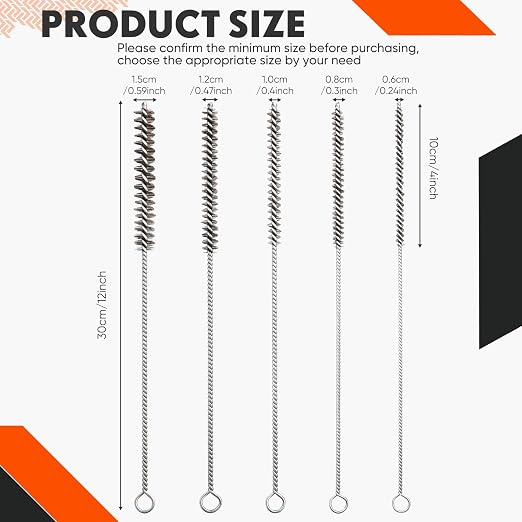 10 Pcs Wire Tube Brushes Bulk for Cleaning Pipe Tube Brass Stainless Steel - Image 2
