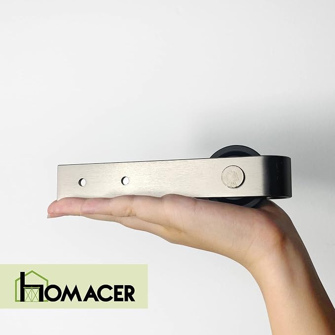 Homacer Mini Brushed Nickel Non-Bypass Sliding Barn Door Hardware Kit, - Image 3