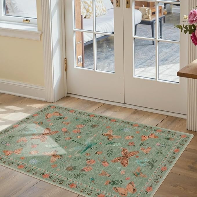 2x3 Washable Rug, Small Door Mat Floral Entryway Rug, Boho Front Door Mat - Image 2