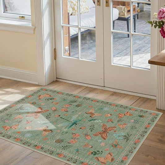 2x3 Washable Rug, Small Door Mat Floral Entryway Rug, Boho Front Door Mat - Image 2