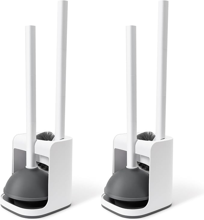 Toilet Brush and Plunger Set Hidden, S-Shaped Toilet Brush Plunger Combo 2 Pack by IVYROLL