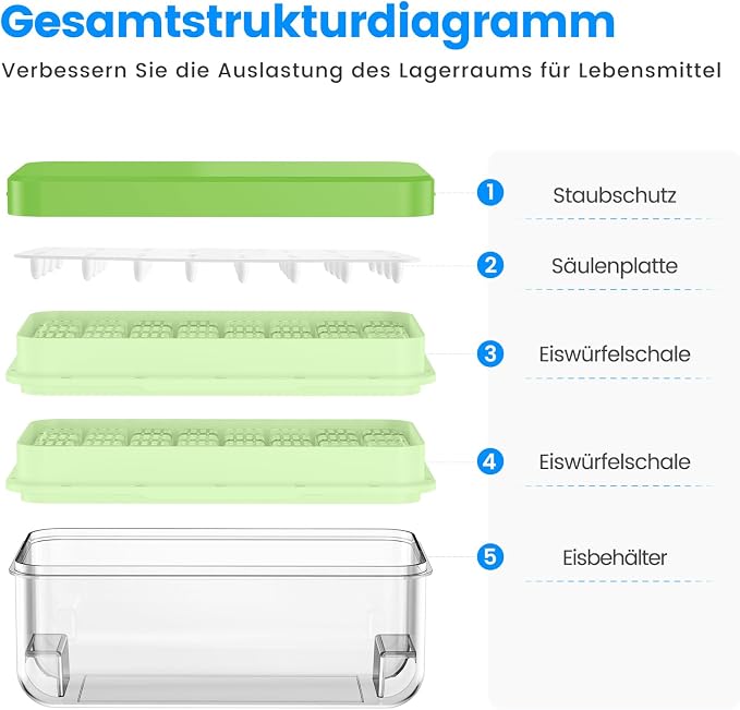 PHINOX Ice Cube Tray With Lid and Bin, Ice Trays - Image 7