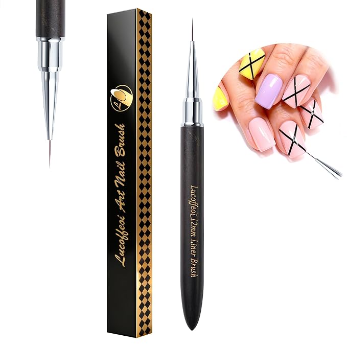 12mm Nail Liner Acrylic Brush for French Tips-Precision Striper Brush for Nail by Lucoffeoi