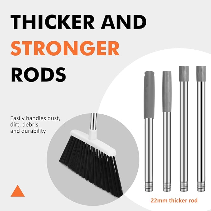 Heavy Duty Broom, 55 Inch Long Handle Outdoor Large Angle Brooms, Commercial - Image 5
