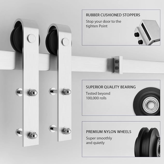 SmartStandard 36 x 84 inch White Sliding MDF Barn Door - Image 4