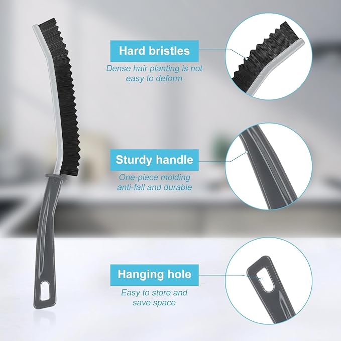 Grey 3pcs Bathroom Crevice Gaps Cleaning Brush Dead Corners Grout Cleaner Scrub - Image 2