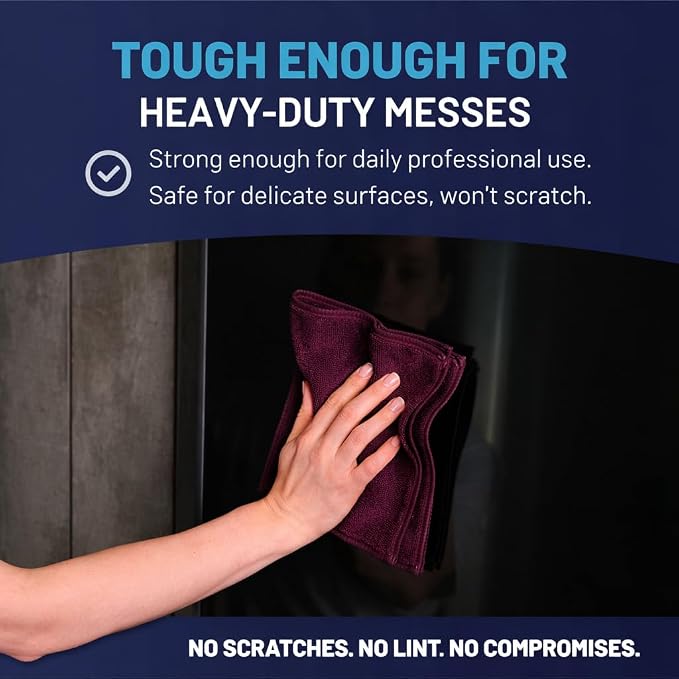 MW Pro Microfiber Cleaning Cloth | Coral, Plum | 12 Pack | 16” x 16” | All - Image 6
