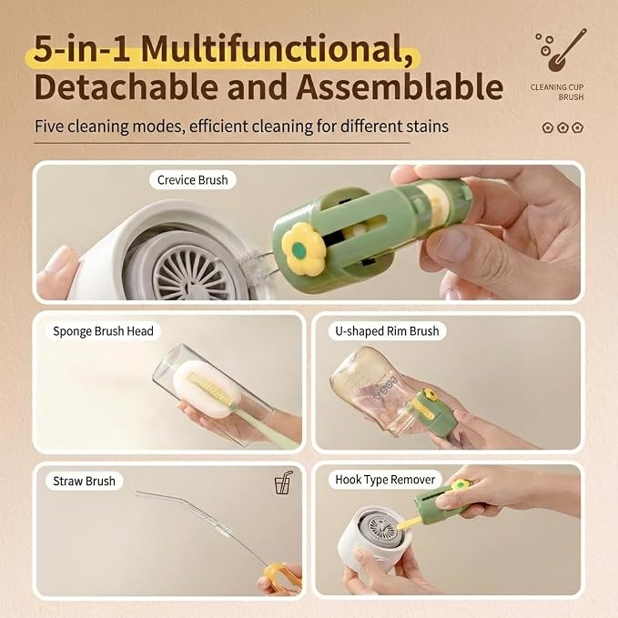 5 in 1 Bottle Lid Gap Cleaning Brush Set, Drinking Cups & Straws, Modular & - Image 3